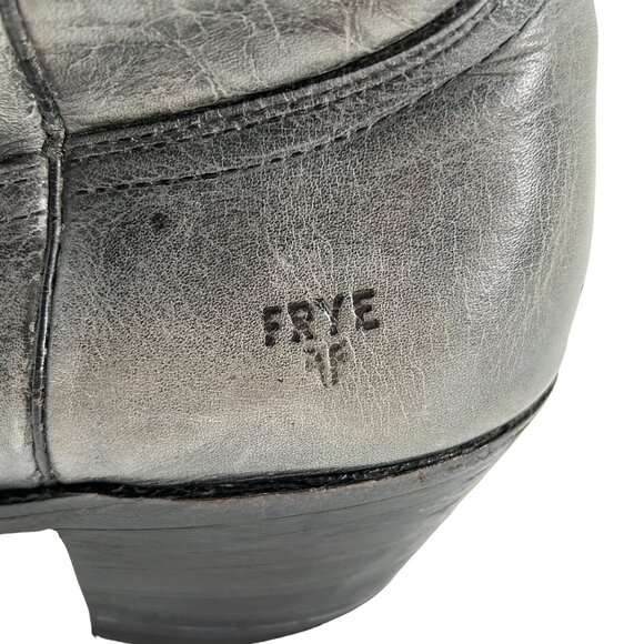 Vintage FRYE Cowboy Boots Men Size 9D Grey Gray Leather Western Rodeo Dress Boot - Picture 4 of 15